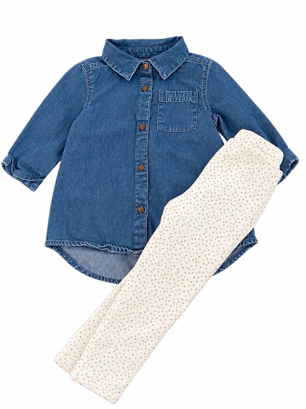 Old Navy Denim Button-Front Shirt in Blue - Cat & Jack Polkadot Pants